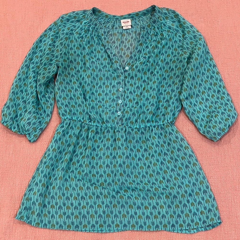 Mossimo Supply Co. Teal arrow Patterned Blouse / tunic / coverup